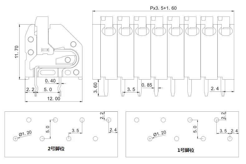 5 шт. быстрое подключение пружинного типа PCB клеммный блок 2,54/3,5 мм Шаг 2 P/3 P/4 P клеммный блок разъем PTSA0.5/1,5