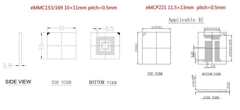 3 в 1 eMMC eMCP тестовое гнездо BGA153/169 BGA162/186 BGA221 считыватель eMMC программатор гнездо для восстановления данных вспышки