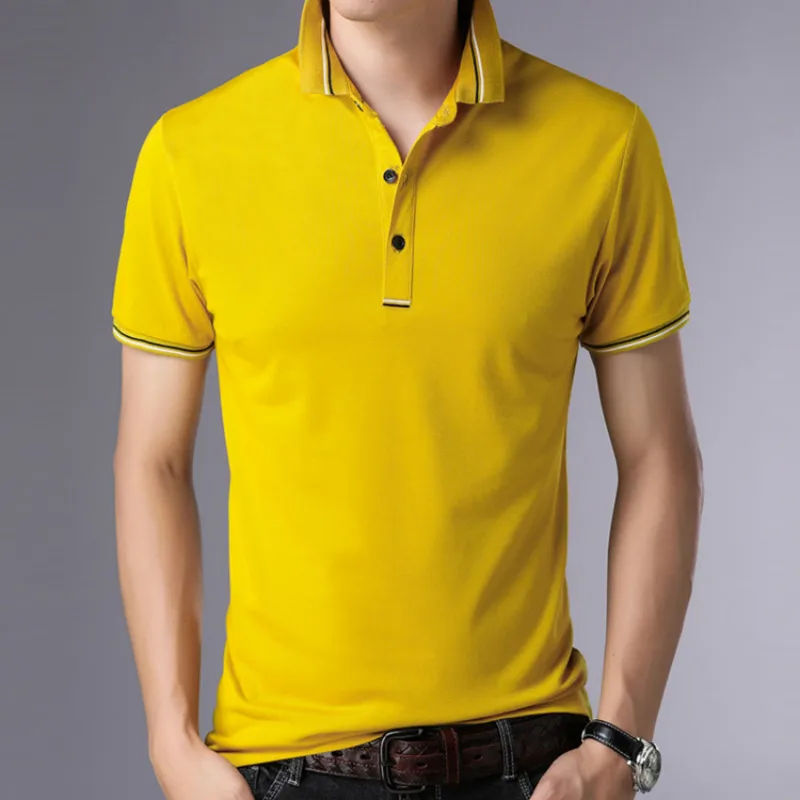  New summer 2019 lapel plain color Polo shirt men's short-sleeved casual men's shirts slim fit Polo 
