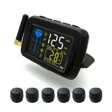 TPMS автомобиля Беспроводной шин Давление мониторинга Системы 6 колес внешний Сенсор Цвет ЖК-дисплей Батарея Сменные Enhanced сигнала
