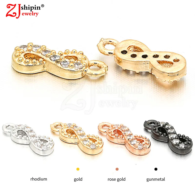 

2018 popular 8 word Zirconia CZ necklace pendant jewelry accessories DIY leather beaded bracelet earrings production