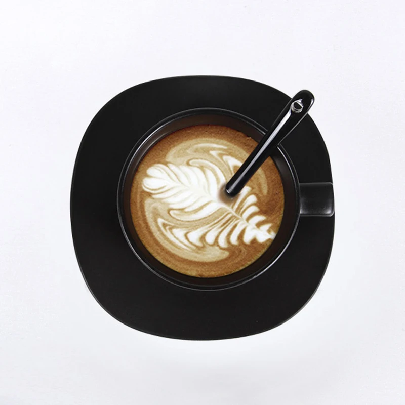 

2018 European Style Black Coffee Cup with Saucer Tea cup Retro ceramic cup with Spoon Breakfast Milk cups Best Gift For Lovers