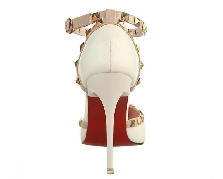 Escarpins femme г. туфли-лодочки на тонком каблуке с ремешком и пряжкой женские заклепки металлические украшения из искусственной кожи Южной Кореи swomen офисные туфли женские