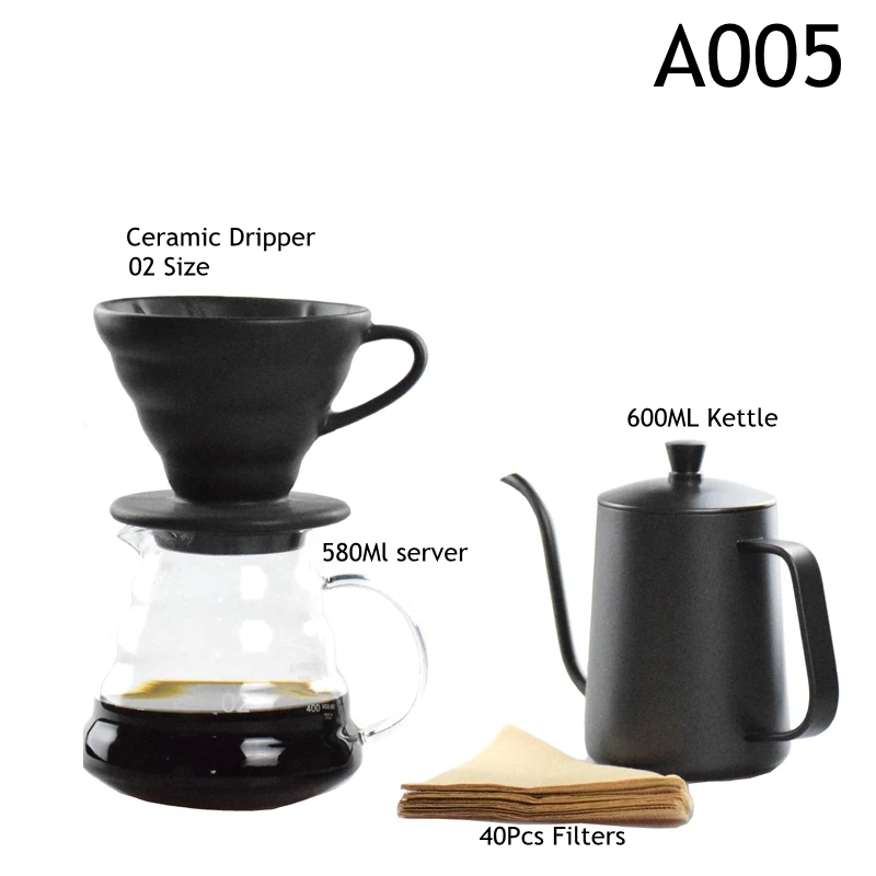 Goedkoop Nieuwe Ecocoffee Nieuwe Collectie Freeshipping Milieuvriendelijke V60 Drip Sets 580ml Heatproof Koffie Server Ketel Filters Hot Koop