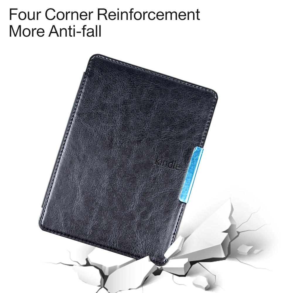 Para  Kindle Paperwhite 3/2/1 YX Funda para tableta de cuero con  relieve de mariposa pequeña (azul real)
