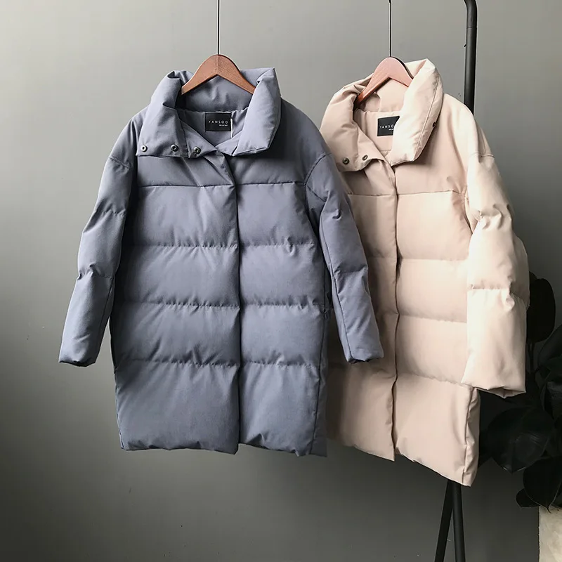 Coréenne Hiver 2018 Parkas Col Vers Nouvelle Outwears Manteaux Le Coton as Beige Chaud Picture Casual noir Vestes Bas Femmes Long Épaississement Montant nwvvFxWfqC