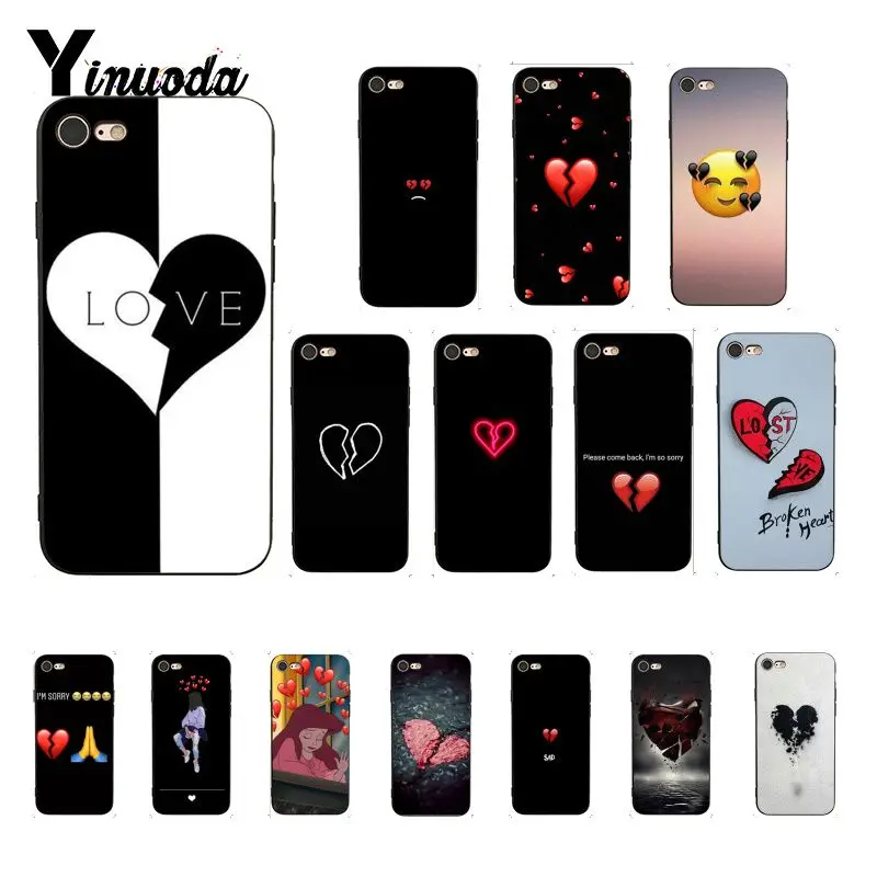 

Yinuoda Broken Heart Newly Arrived Black Phone Case for iPhone 8 7 6 6S 6Plus X XS MAX 5 5S SE XR 10 Cover