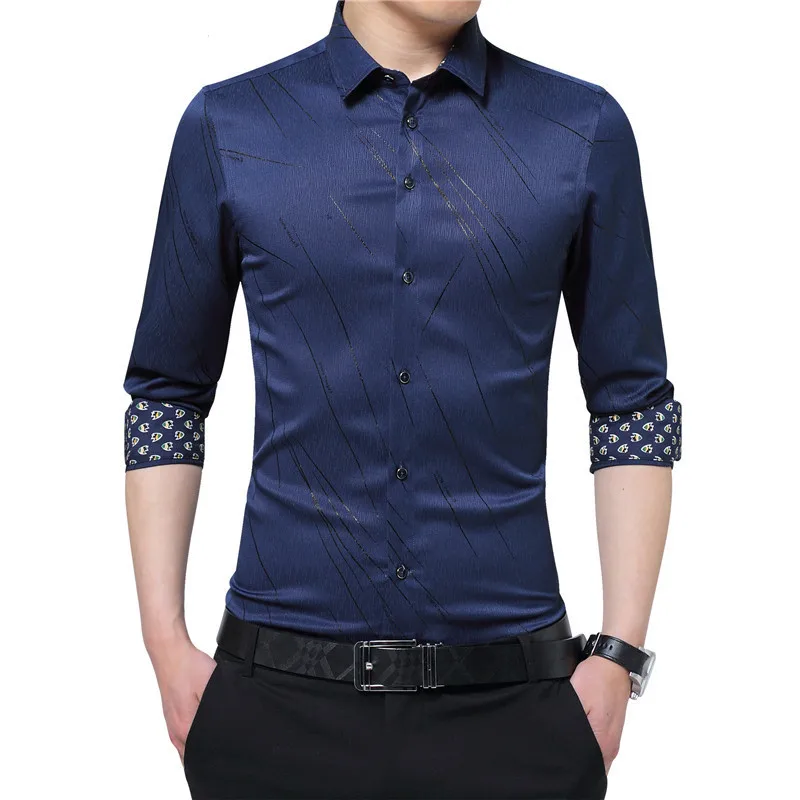 TFETTERS New Arrival Plus Size Mens Formal Shirts Meteor Print Long Sleeve Blouse Shirts for Men M - 5XL Imported Shirt Men