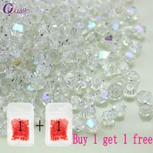 Buy 1 and get 1 free 100pcs Colorful 4mm Bicone Crystal Beads Glass Beads Loose Spacer Beads bracelet Jewelry Making Accessories