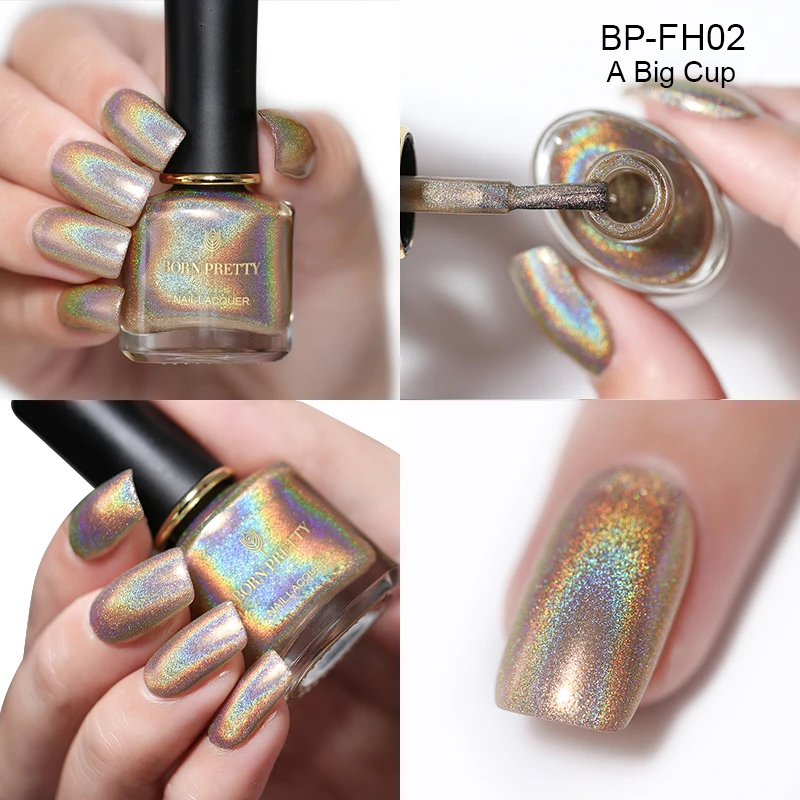 Nacido bonito 45 colores holográfica láser esmalte de uñas 6 ml plata Holo brillante arte de uñas holográfico esmalte de uñas