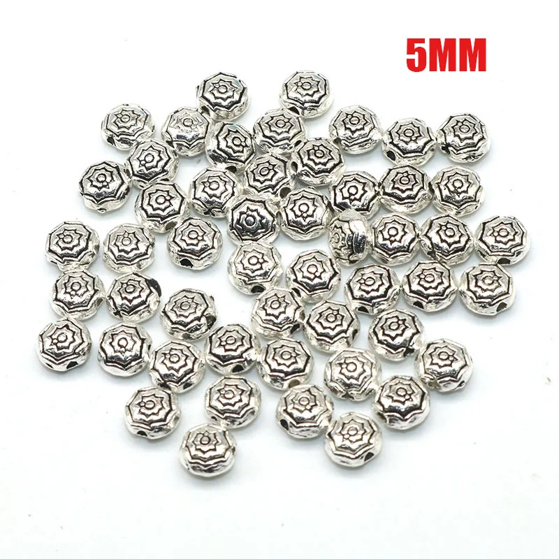 LOST WAY 100 шт Металлические винтажные серебряные трубки из бисера сплав тибетского серебра разделительные бусины для браслетов компоненты 5-8 мм