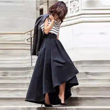 Простая черная сатиновая плиссированная юбка на молнии, линия талии, изготовленная на заказ, элегантная высокая низкая длинная официальная вечерняя Женская юбка макси