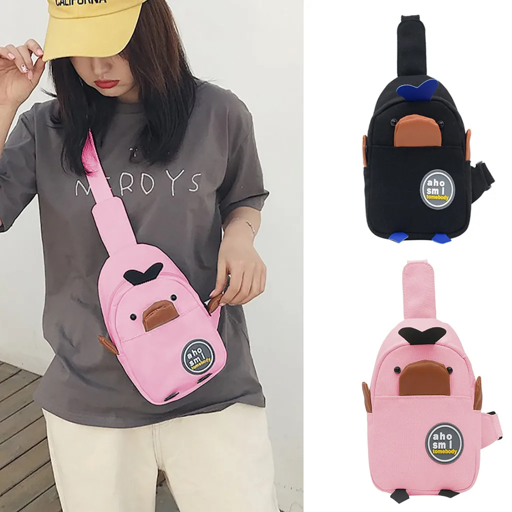 

Women Simple Fashion Messenger Cute Duck Bag Versatile Shoulder Bag Pocket Fanny Pack Ladies Waist Pack Belly Bags Purse