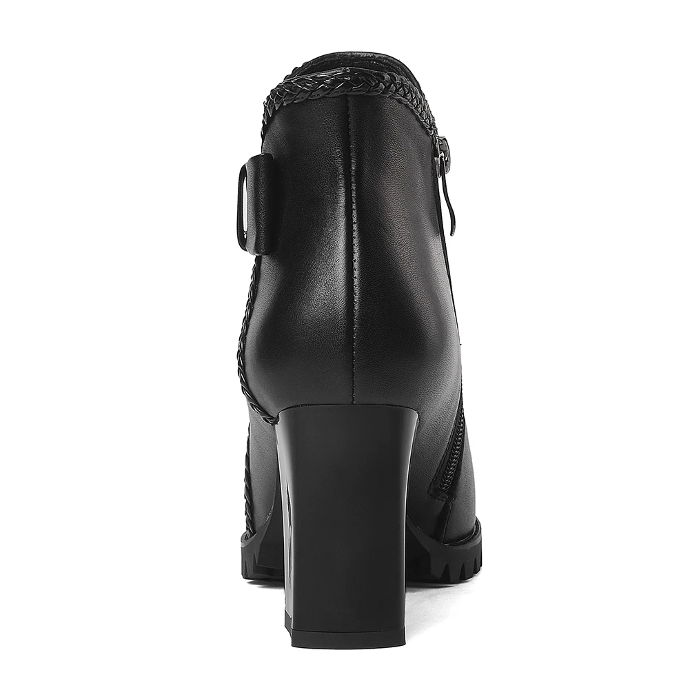 Elegante Tacón Cuero Marca Negro Mujer Diseño Plataforma Genuino Zapatos Arco De Doratasia Botas Vaca Alto wYPIqRaA