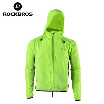 

ROCKBROS Running Jersey With Hood Sports Reflective Long Sleeve Wind Coat Windproof Bicycle Jersey Jacket Cycling Camping Cloth