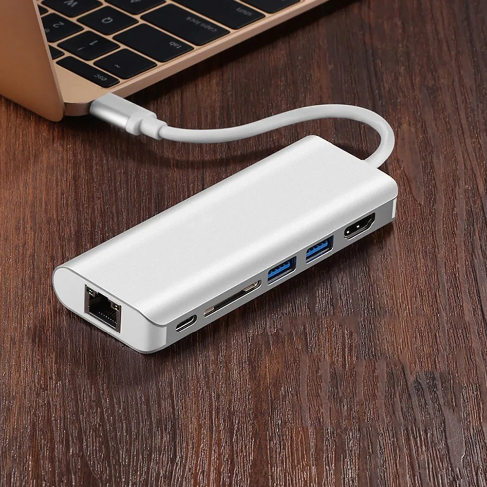 USB C док-станция/USB C многопортовый адаптер USB 3,1-HDMI 4 K/PD зарядный порт/USB 3,0/RJ45 Gigabit Ethernet LAN сеть/SD карта