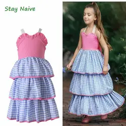 Детское платье принцессы для девочек, длинное клетчатое свадебное платье с открытой спиной для девочек, новое вечерние платье для малышей