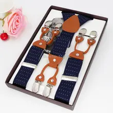 Мужские подтяжки модные подтяжки брюки подтяжки Menino в штучной упаковке ремень 6 зажимов подтяжки длина: 115 см мужья/Подарки для папы