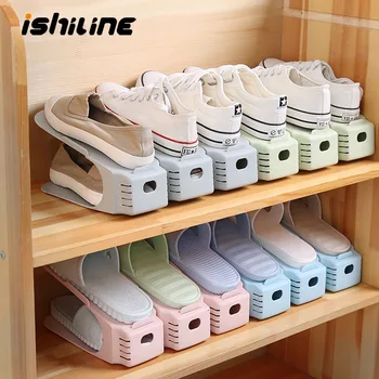 

10pcs Durable Adjustable Plastic Shoe Organizer Double Shoe Rack Cabinet Closet Stand Shoes Storage Rack Shoe Box Space Saving