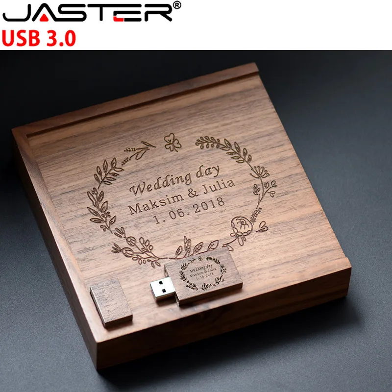 JASTER USB 3 0 1 шт бесплатный логотип 170*170*35 мм грецкий орех фоторамка коробка + флэш