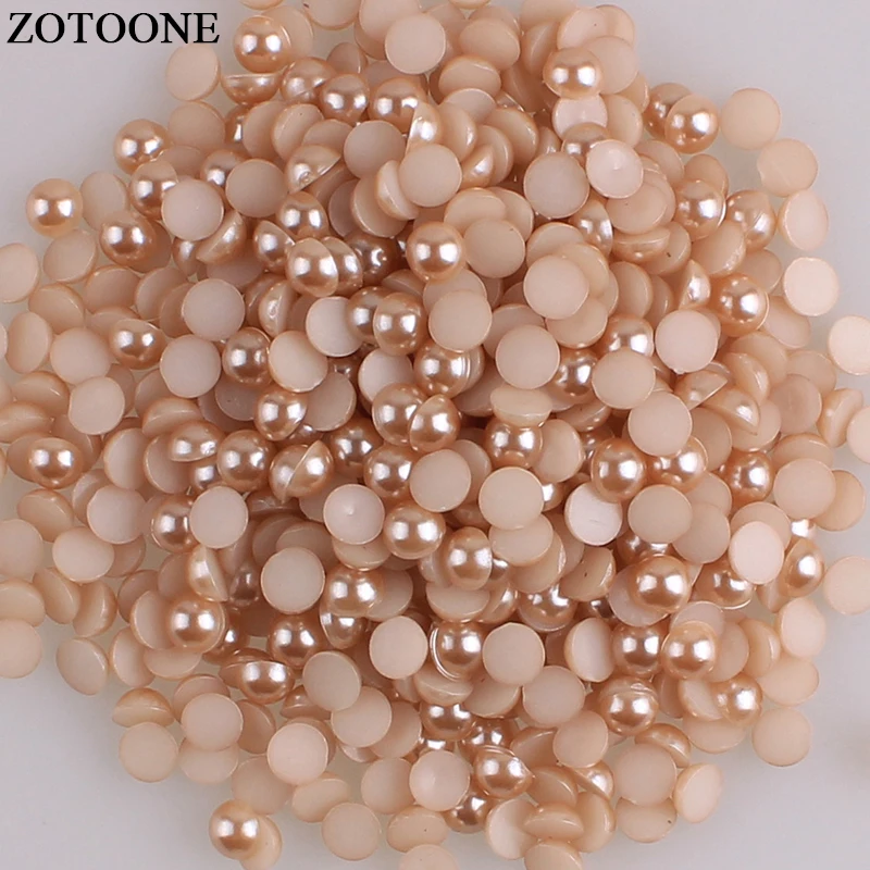 

ZOTOONE Flatback Coffee Imitation Pearl Beads ABS Plastic Half Round Pearls For Mobile DIY Rhinestone For Nail Art Decorations E