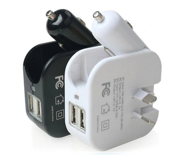 USB зарядное устройство для сотового телефона, складная Автомобильная зажигалка и настенные вилки 2в1, универсальное мобильное gps SLD01 5V 2.1A, домашнее зарядное устройство для путешествий