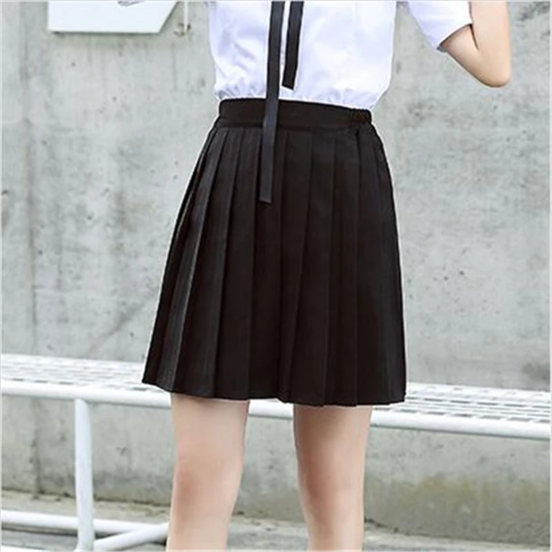 

ELEXS Pleated Skirt Tutu Tennis Skirt Women High Waist Short Skirt College A Word Lattice Student Middle Skirt
