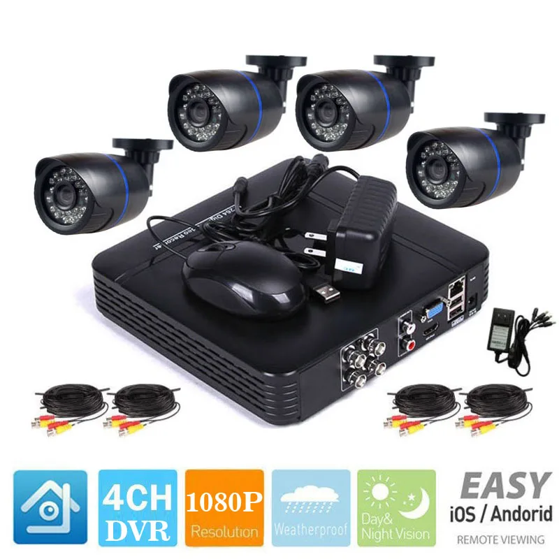 1080N 4CH AHD DVR 4 шт. 2.0MP 1080P камера безопасности CCTV система наружного