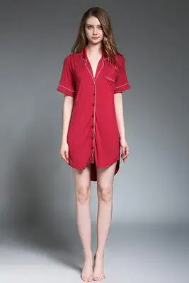 CEARPION/Летняя сексуальная одежда для сна для женщин, одежда для сна из модала, мягкая Домашняя одежда, повседневное интимное нижнее белье, сексуальное платье для сна в стиле мальчика - Цвет: Красный