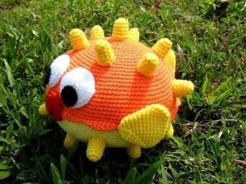 

armigurumi crochet rattle toys play puff fish model number 15735