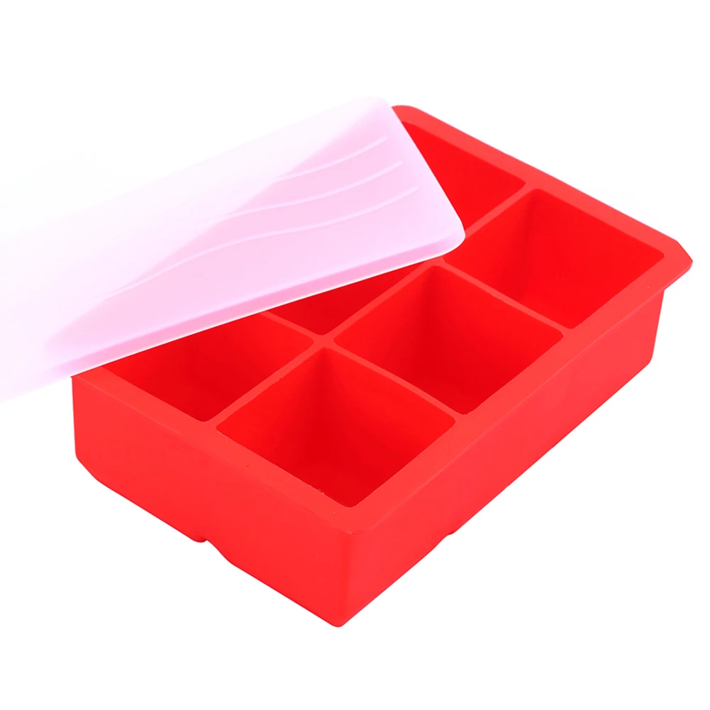 Пищевой силикон 6 решеток квадратный лоток для льда контейнер-форма с крышкой горячая Распродажа \