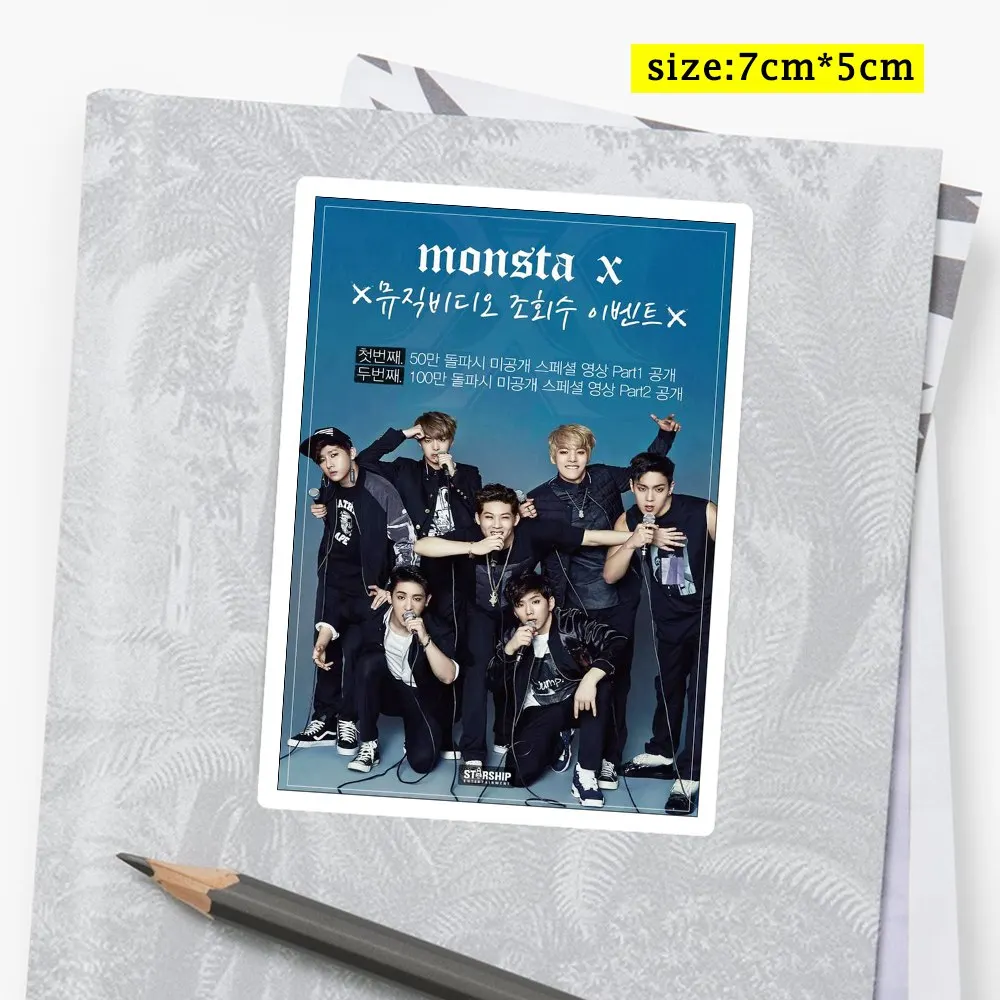 25 قطعة K-البوب Monsta X ملصقات الكتابة على الجدران ملصقات لدراجة نارية سيارة الأمتعة بارد محمول لوح التزلج ملصقا الموسيقى ديكورات للحائط