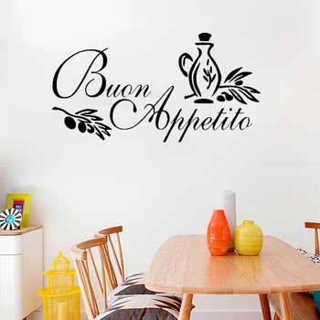 

BUON APPETITO wall art sticker italian quote kitchen decal greeting Meal Vinyl Removable Wall Stickers for Restaurant Decor