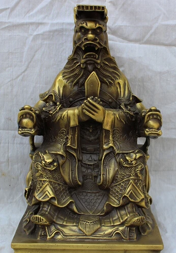 

JP S0114 11" China Bronze Buddhist Myth Immortal Sitting In Chair Dragon King God Statue B0403