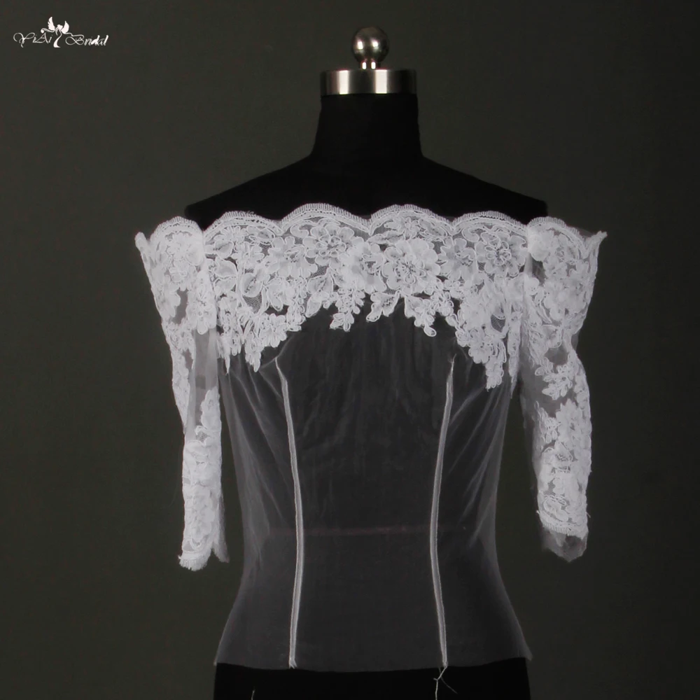 

RSJ17 Lace Jackets For Wedding Dresses Off Shoulder Long Bolero Wedding