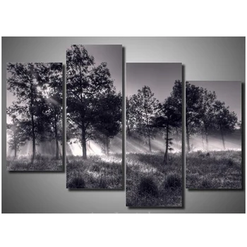 

5D Diy 4pcs Diamond Painting Sunset black white tree Cross Stitch Full Square Round Diamond Embroidery Wedding DecorationZP-1092