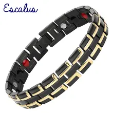 Escalus мужской 4в1 магниты для браслетов отрицательные ионы Германий Far Infra Красный браслет из нержавеющей стали черного золота