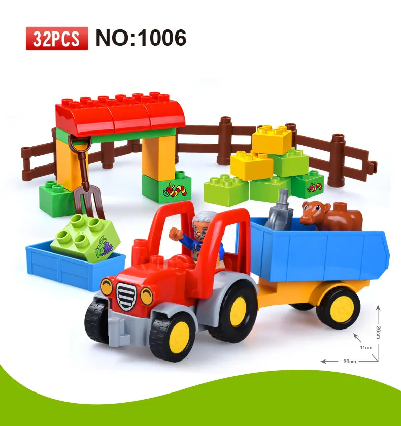 GOROCK Большой размер DIY Happy Farm Happy Zoo с животными набор Duplo блоки кирпичи развивающие детские игрушки для детей подарки на день рождения