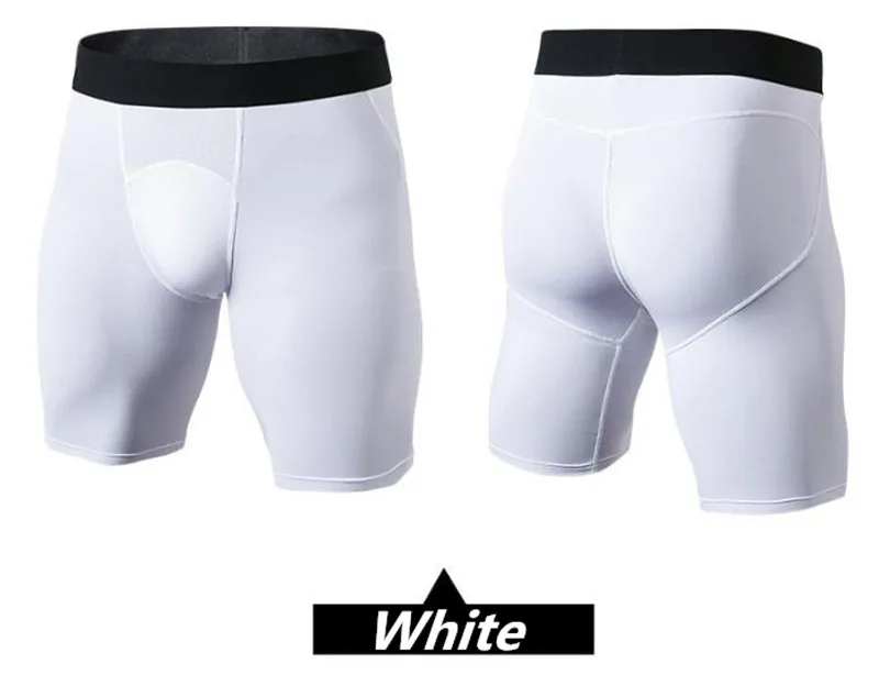 300 p Мужские Pro Shapers компрессионное белье 3D плотные боксеры, классные высокие эластичные быстросохнущие впитывающие спортивные фитнес беговые шорты для тренажерного зала - Цвет: Белый