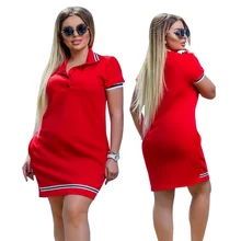 2019 New Fashion Women Polo Dress Big Size 6XL Oversized Above Knee Mini Dresses Work Party Female Elegant Oversized Vestidos