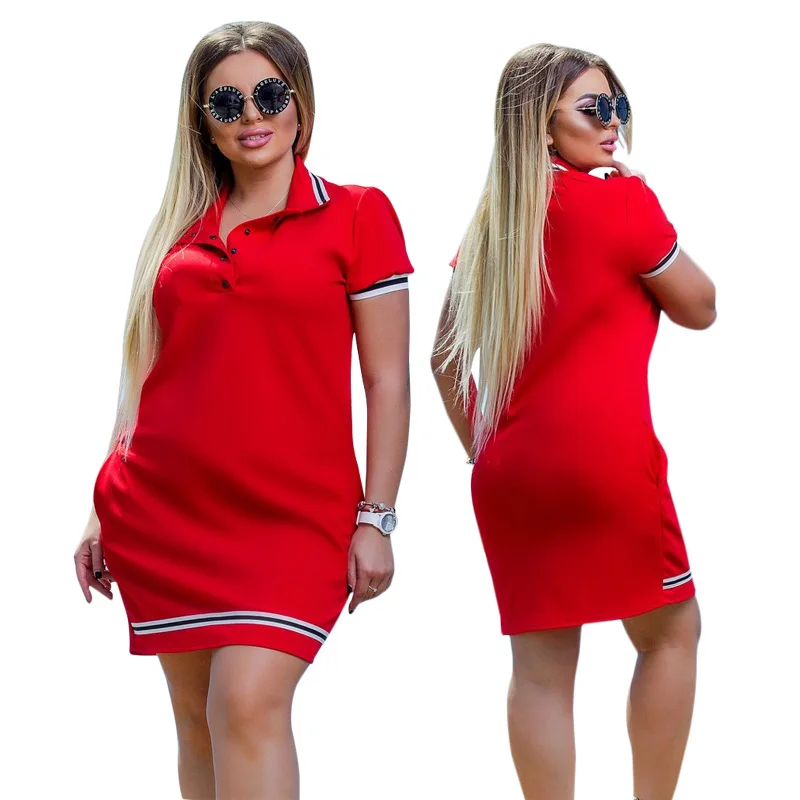 2019 جديد أزياء بولو حريمي اللباس كبير حجم 6XL المتضخم فوق الركبة البسيطة فساتين العمل حزب الإناث أنيقة المتضخم Vestidos
