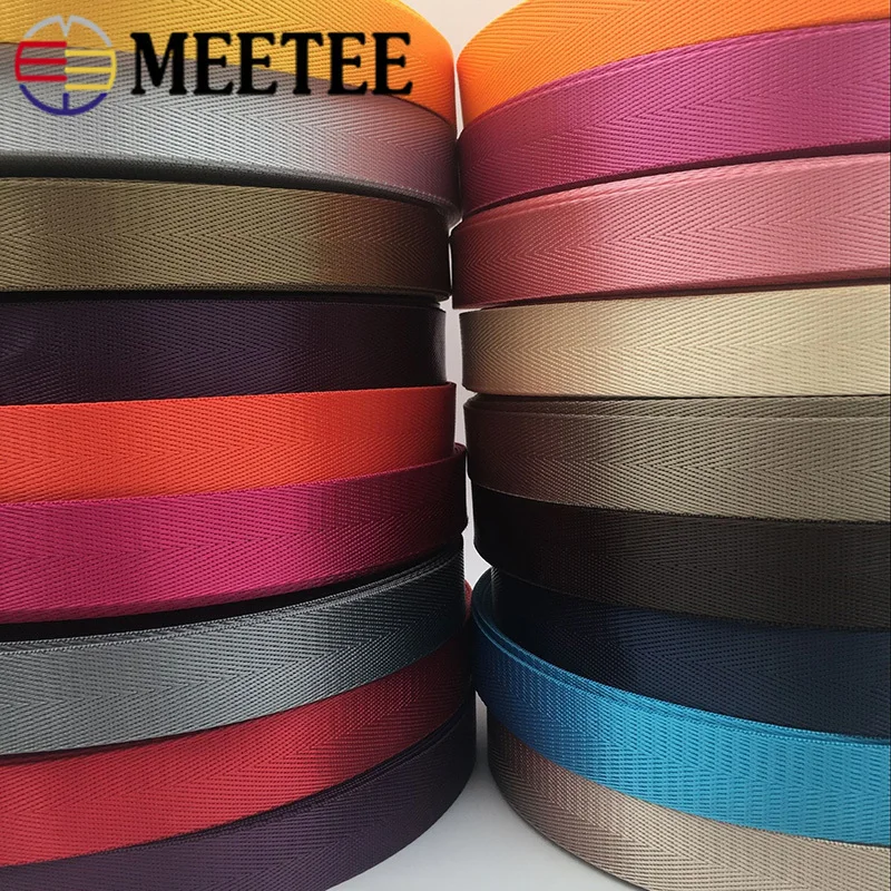 

Meetee 8Meters 25mm High Quality Nylon Webbing Band Herringbone Pattern Lace Tape Ribbon DIY Bag Strap Sewing Belt Accessories