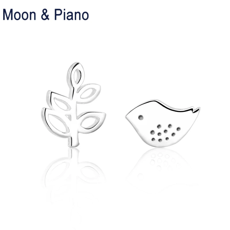 

925 Sterling Silver Irregular Tree and Bird Stud Earrings Party Fine Jewelry For Girl High Quality Trendy Birthday Gift For Lady