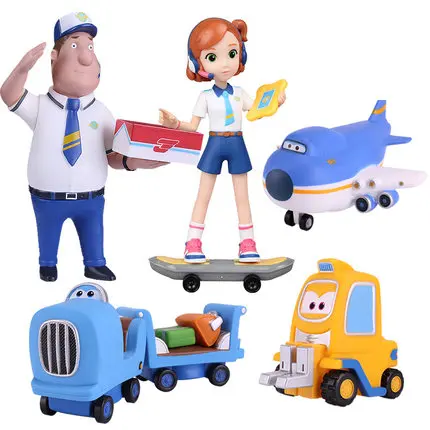 

5 models 14cm Jimbo Super Wings Mini Figures ABS Robot Toys Superwings Q Version Cute Mini Airplane Robot for Birthday Gifts