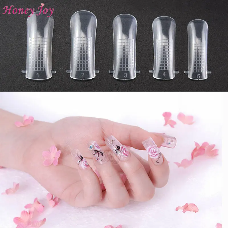 

100pcs Jelly Poly Gel False Nail Tips Model Form for Full Cover UV GEL Acrylic Nail Art Mold Fake Nails Extension Transparent