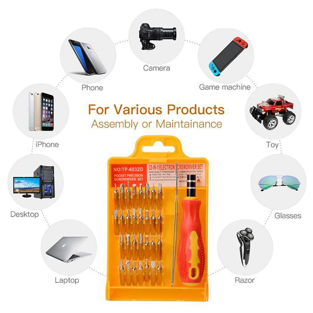

32Pcs Screwdriver Set Combination Tools tornavida seti destornillador taladro inalambrico parafusadeir Precision Repair phone pc