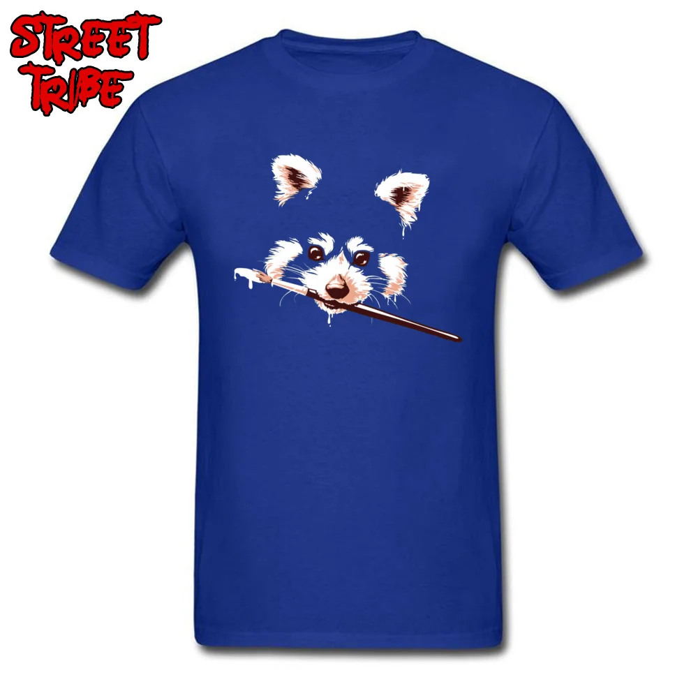 Cute Ailuridae -974 Printing Short Sleeve T Shirts Summer/Autumn Crew Neck 100% Cotton Tops Shirt for Men T Shirts Printed On Ailuridae -974 blue