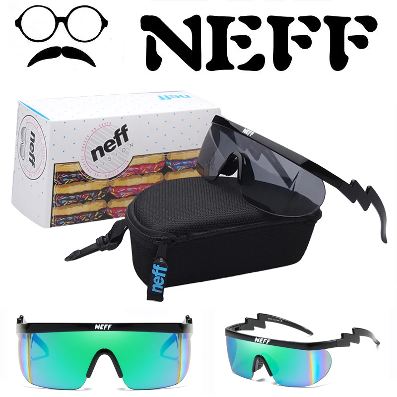 

With Packing Neff Sunglass Men Women Brand Designer Coating gradient Sun glasses male Eyewear sports 2 Piece Lens oculos de sol