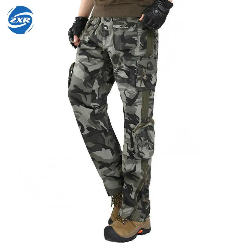 

Zuoxiangru Outdoor Sports Camping Riding Hiking Tactical Camouflage Pants For Men Four Seasons Multi-pocket Zipper Men Trousers