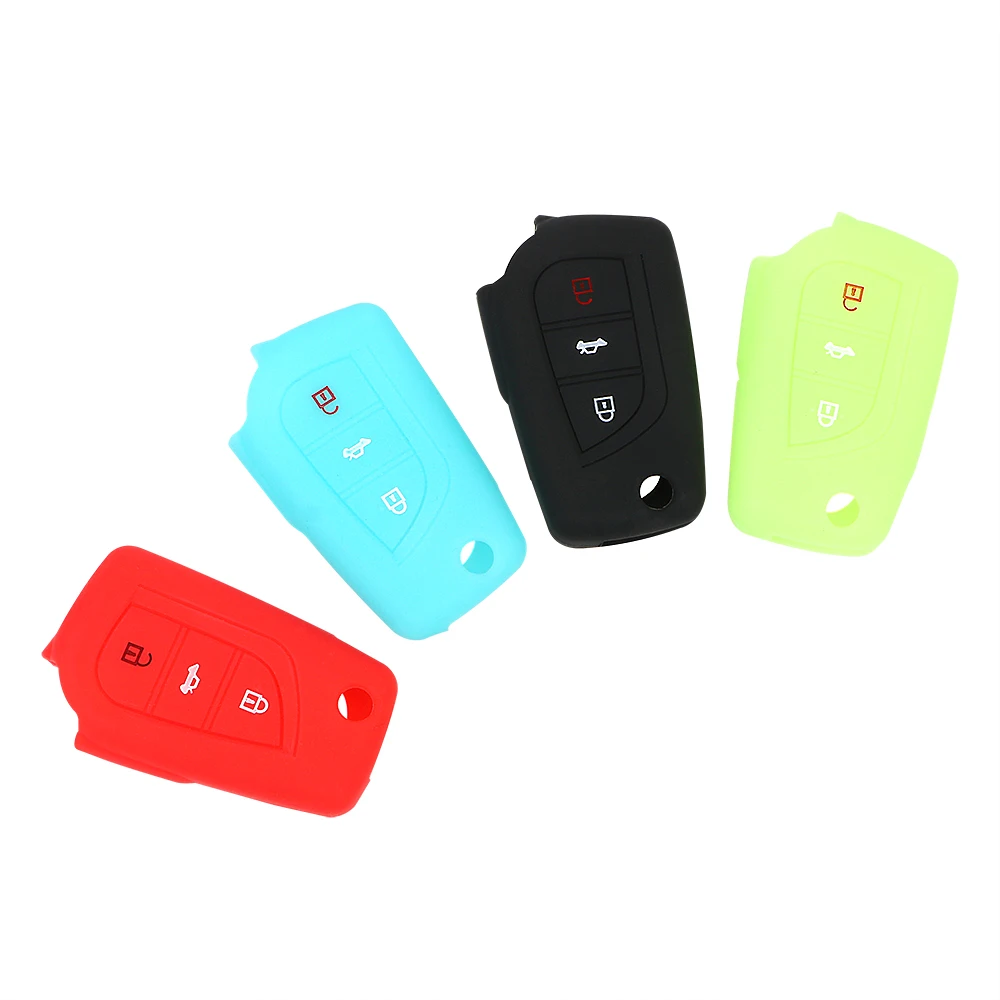 

LEEPEE Silicone Car Remote Key Fob Shell For Toyota Auris Corolla Avensis Verso Yaris Aygo Scion TC IM 2015 2016 Key Cover Case